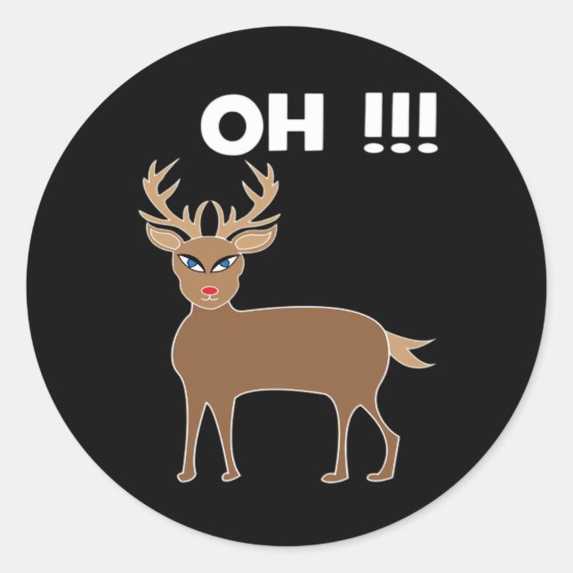 Christmas Deer Season Cute Festive Retro Style  Classic Round Sticker (Front)