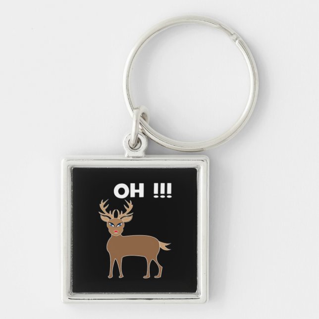 Christmas Deer Season Cute Festive Retro Style  Key Ring (Front)