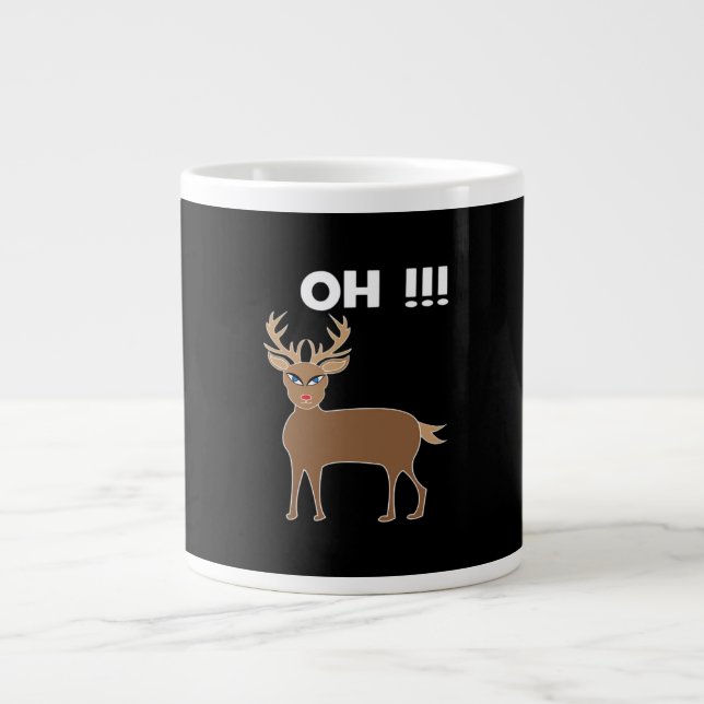 Christmas Deer Season Cute Festive Retro Style  Large Coffee Mug (Front)