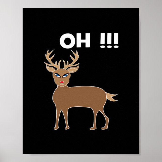 Christmas Deer Season Cute Festive Retro Style  Poster (Front)