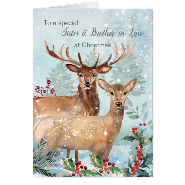 Christmas, deer, Sister & Brother in Law Card (Front)