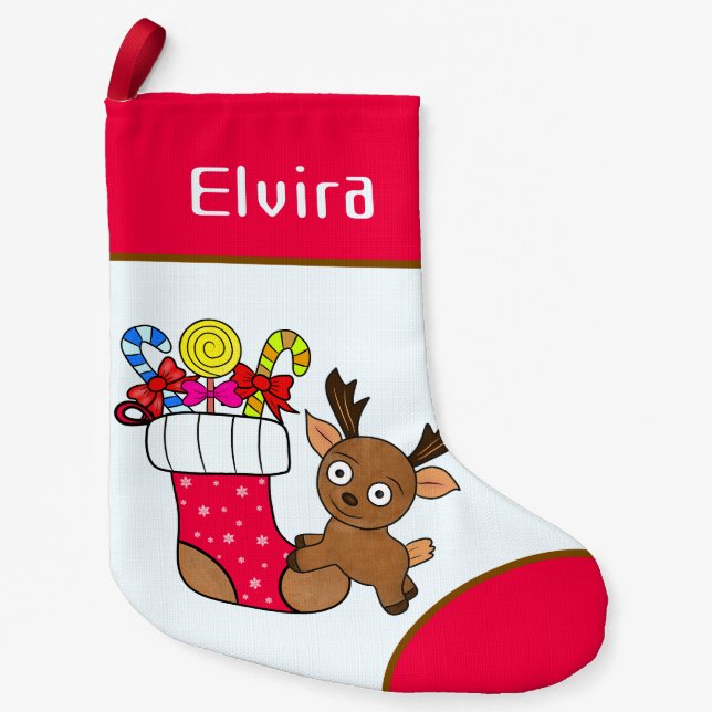Christmas deer small christmas stocking (Front)