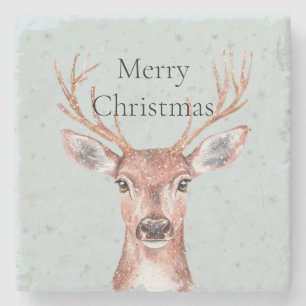 Christmas Deer Snow Stone Coaster