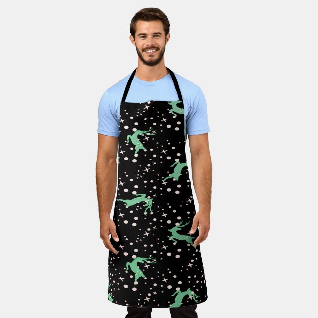 Christmas Deer Star Winter Pattern  Apron (Worn)