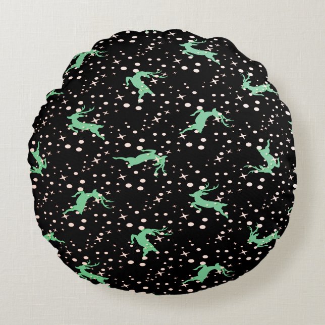 Christmas Deer Star Winter Pattern  Round Cushion (Front)
