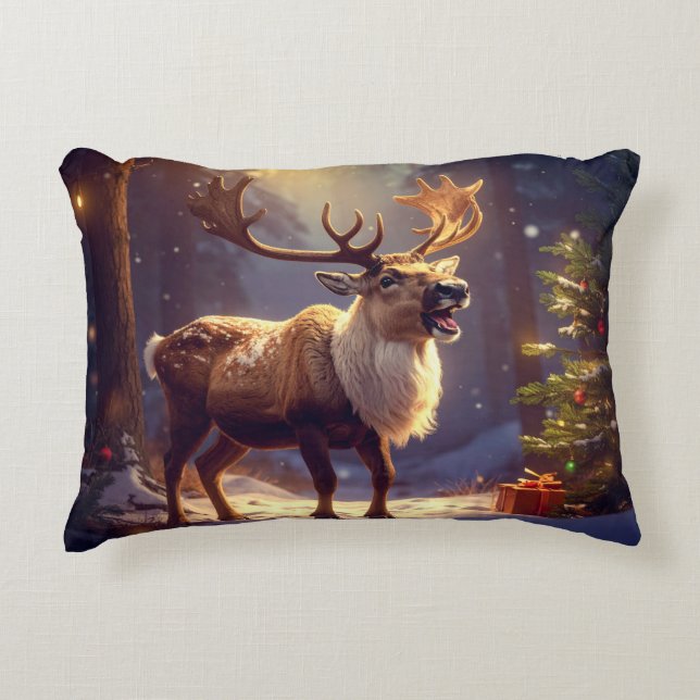 Christmas DEER TO SANTA'S HEART Decorative Cushion (Front)