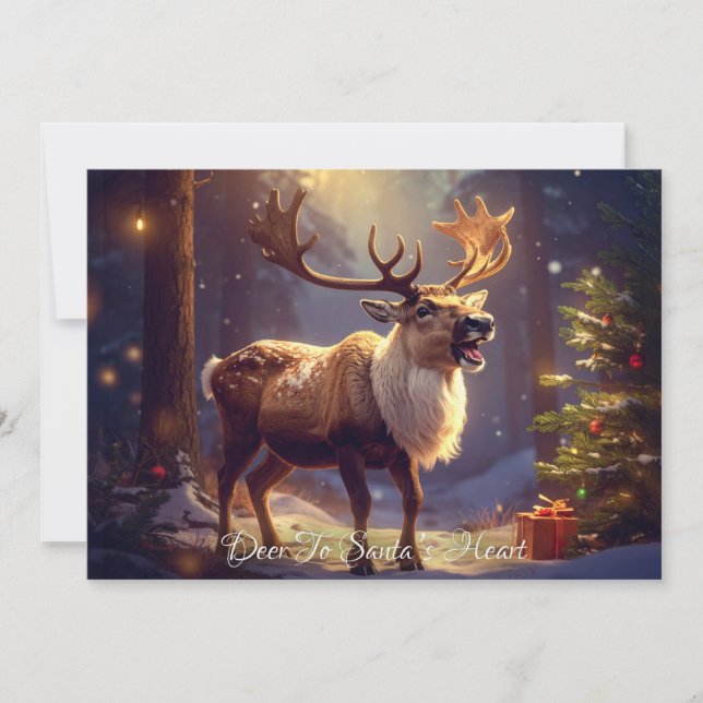 Christmas DEER TO SANTA'S HEART Holiday Card (Front)