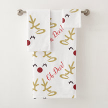 Christmas Deer towel set, Holidays Bathroom decor