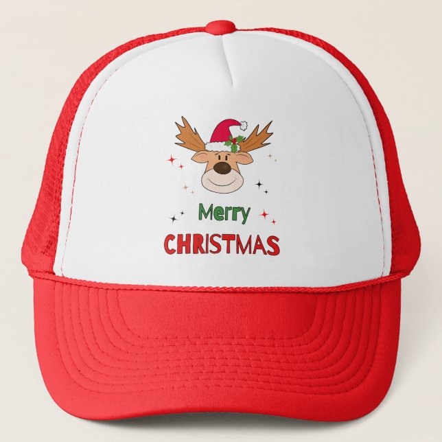 Christmas deer trucker hat (Front)