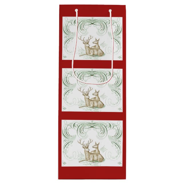 Christmas Deer Wine Gift Bag (Front)