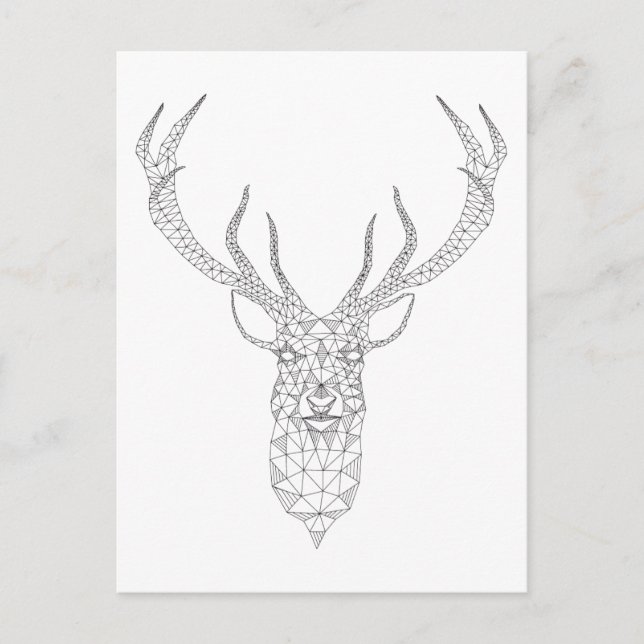 Christmas deer with abstract geometric pattern holiday postcard (Front)
