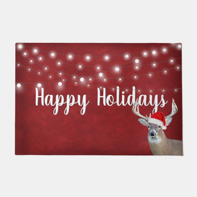 Christmas Deer With Lights  Doormat (Front)