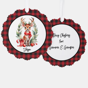 Christmas Deer with Red Scarf Tree Decoration Card