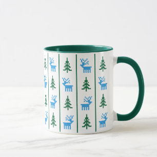Christmas Deers and Trees Cross-stitch pattern Mug
