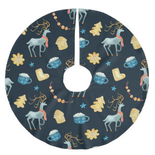 Christmas Deers: Watercolor Seamless Pattern Brushed Polyester Tree Skirt