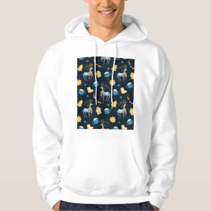 Christmas Deers: Watercolor Seamless Pattern Hoodie