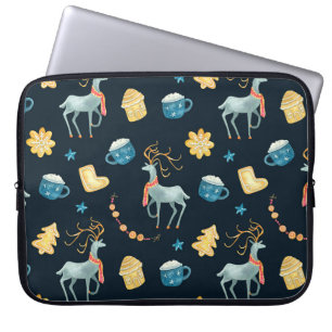 Christmas Deers: Watercolor Seamless Pattern Laptop Sleeve