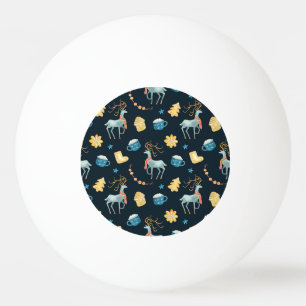 Christmas Deers: Watercolor Seamless Pattern Ping Pong Ball