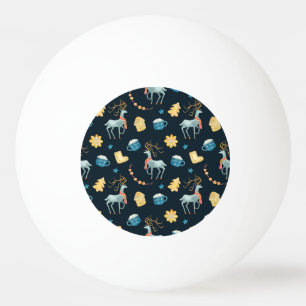 Christmas Deers: Watercolor Seamless Pattern Ping Pong Ball