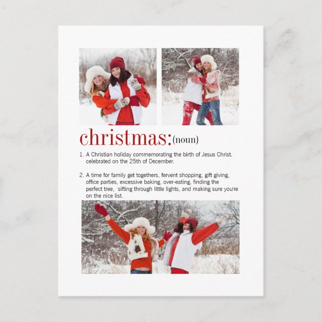 Christmas Definition 3 Photo Holiday Postcard (Front)