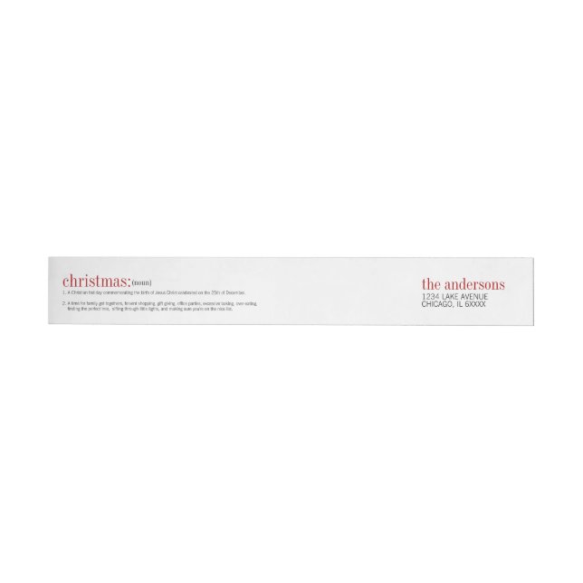 Christmas Definition Holiday Wrap Around Label (Individual)