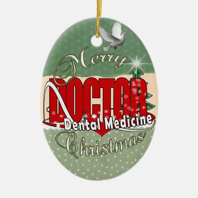 CHRISTMAS Dental Medicine DENTIST Ceramic Tree Decoration (Front)