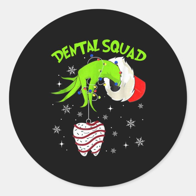 Christmas Dental Squad Cute Dentist Dental Hygieni Classic Round Sticker (Front)