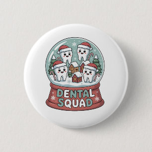 Christmas Dental Squad Snow Globe Cute Holiday 6 Cm Round Badge