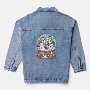 Christmas Dental Squad Snow Globe Cute Holiday Denim Jacket