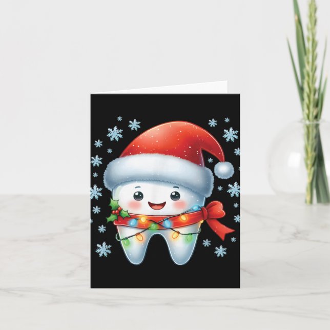 Christmas Dentist Dental Istant Santa Hat Xmas T S Card (Front)