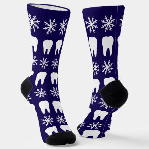 Christmas Dentist Teeth and Snowflakes Socks