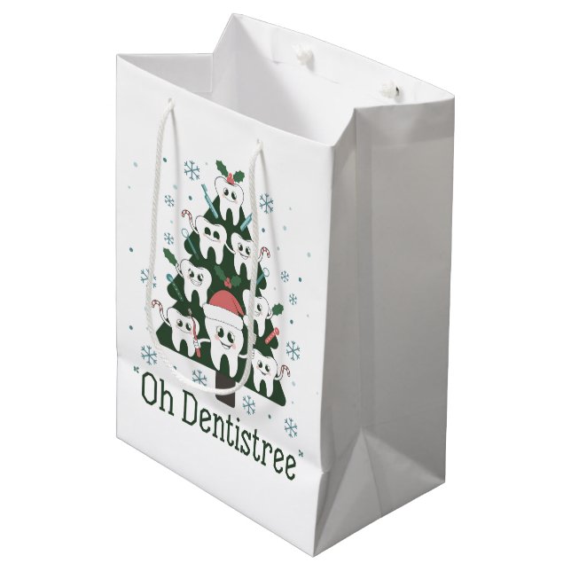 Christmas Dentist Tree Dental Oh Dentistree Tooth  Medium Gift Bag (Front Angled)