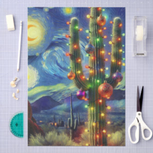 Christmas Desert Saguaro Cactus Decoupage Tissue Paper