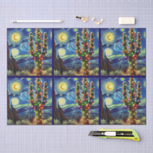 Christmas Desert Saguaro Cactus Decoupage Tissue Paper