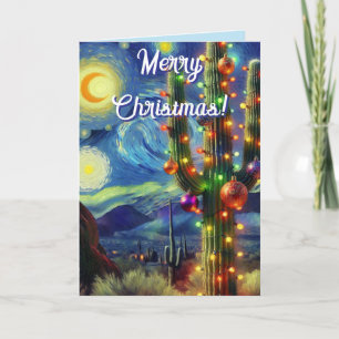 Christmas Desert Saguaro Cactus Holiday Card