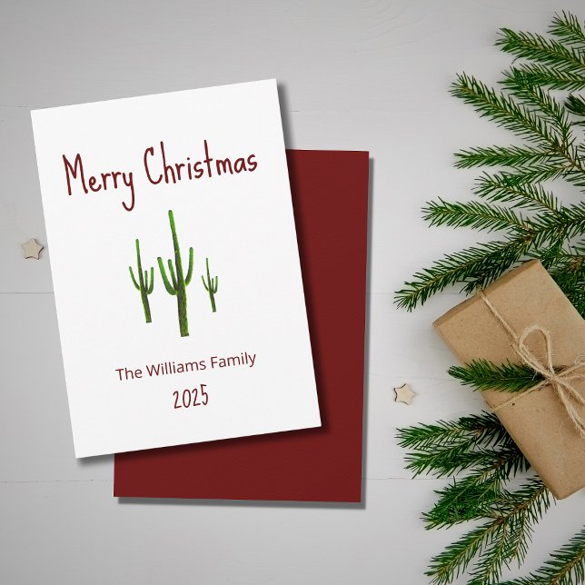 Christmas Desert Southwest Saguaro Cactus Holiday Card (Creator Uploaded)