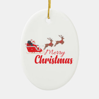 Christmas design and reindeer ceramic ornament