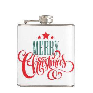Christmas design and stars hip flask
