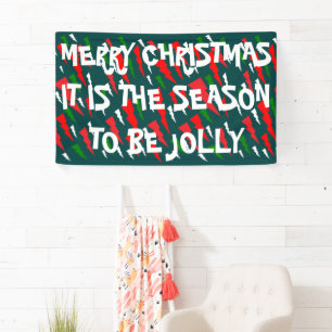 Christmas design green red white with message word banner