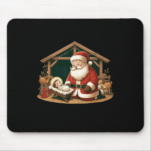Christmas Design Kneeling Santa Claus With Ba  Mouse Pad