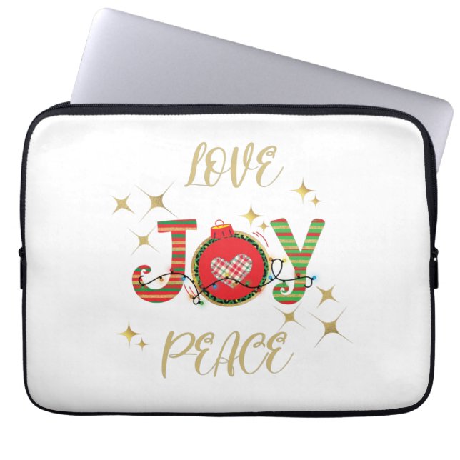 CHRISTMAS DESIGN LOVE JOY PEACE WITH CHRISTMAS LIG LAPTOP SLEEVE (Front)
