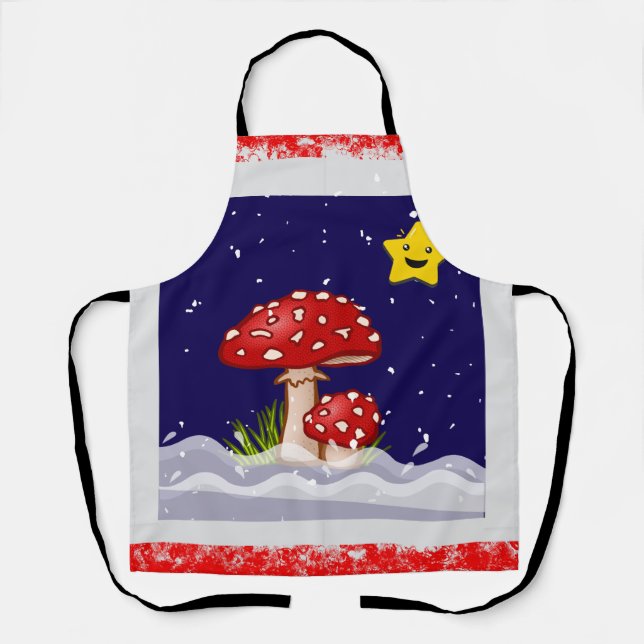 Christmas design mushrooms  apron (Front)