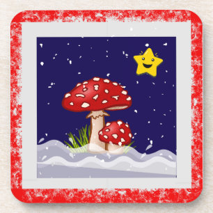 Christmas design mushrooms  coaster