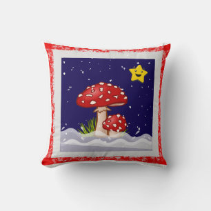 Christmas design mushrooms cushion