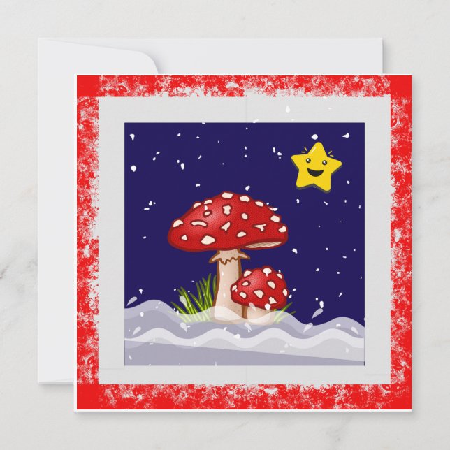 Christmas design mushrooms  invitation (Front)