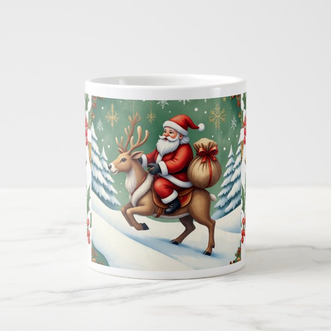 Christmas Design Pattern, Merry Christmas Large Coffee Mug (Front)