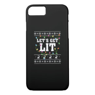 Christmas Design Quote - Let's Get Lit iPhone 8/7 Case
