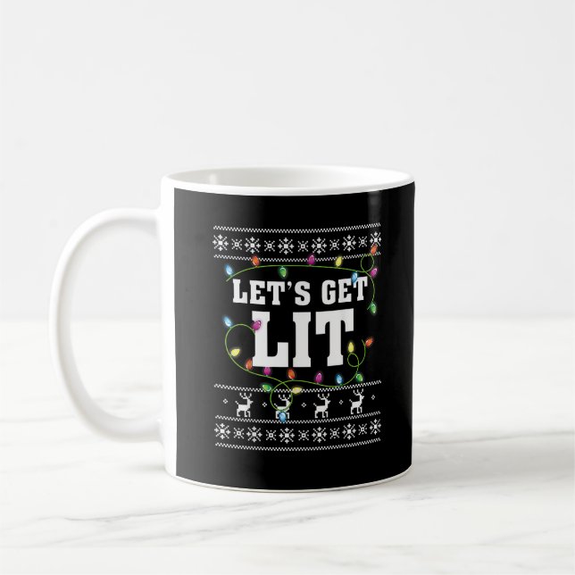 Christmas Design Quote - Let's Get Lit Coffee Mug (Left)