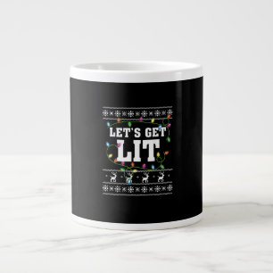 Christmas Design Quote - Let's Get Lit Large Coffee Mug