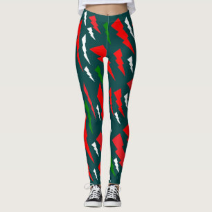 Christmas design red white green cheery fun leggings